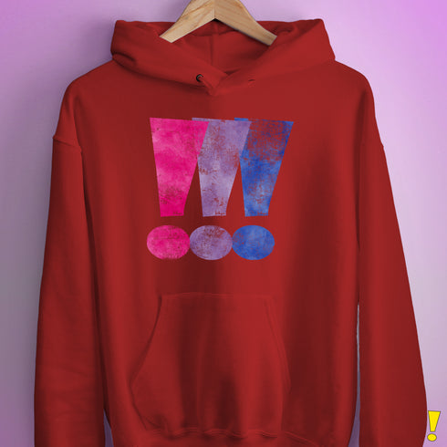 Bisexual Pride Exclamation Points Hoodie - Red